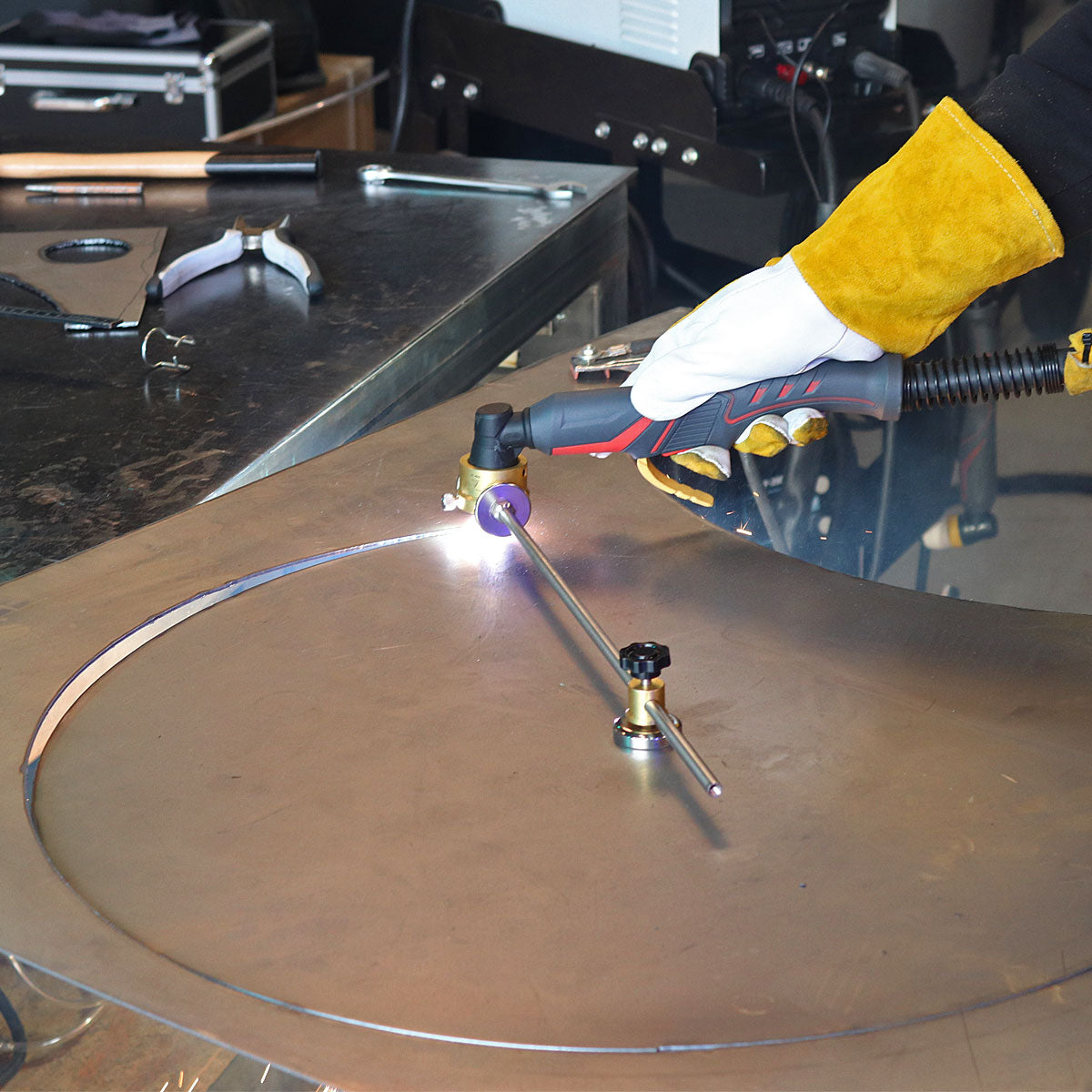 STAHLWERK circle cutter for P-60 plasma torch, including guide carriage, accessories for plasma cutters with pilot ignition