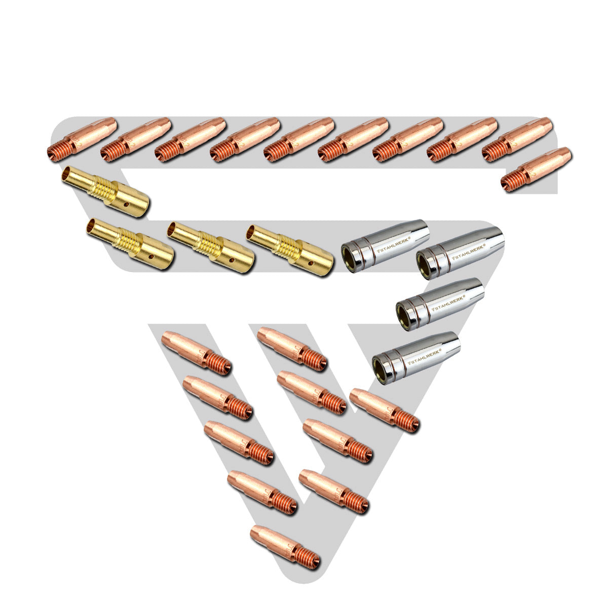 STAHLWERK MIG MAG ensemble d'accessoires de soudage 28 pièces, jeu de pièces d'usure en aluminium pour torche de soudage AK25/MB25