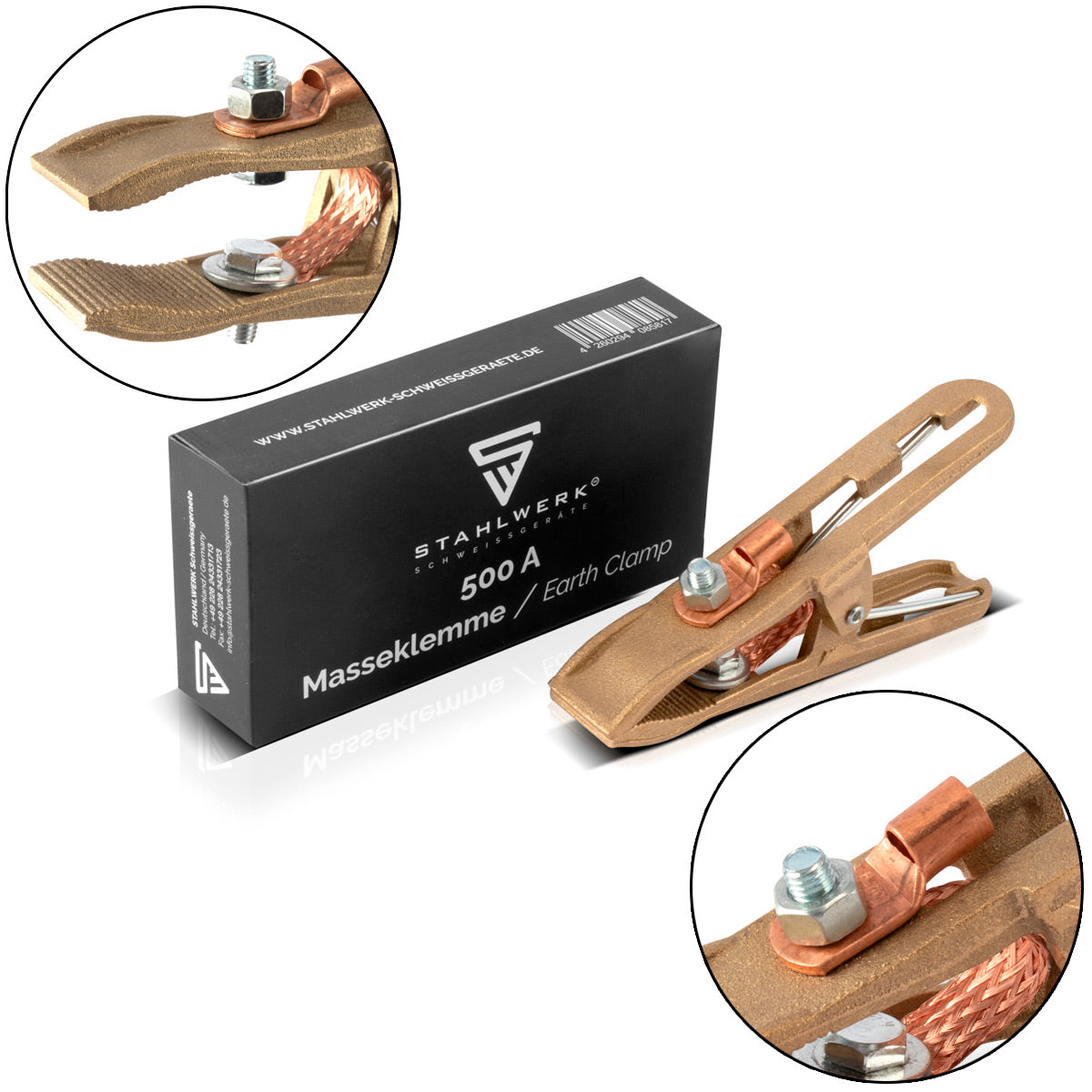 STAHLWERK ground clamp ground clamp ground clamp up to 500 A solid brass accessories for welding machines and plasma cutters