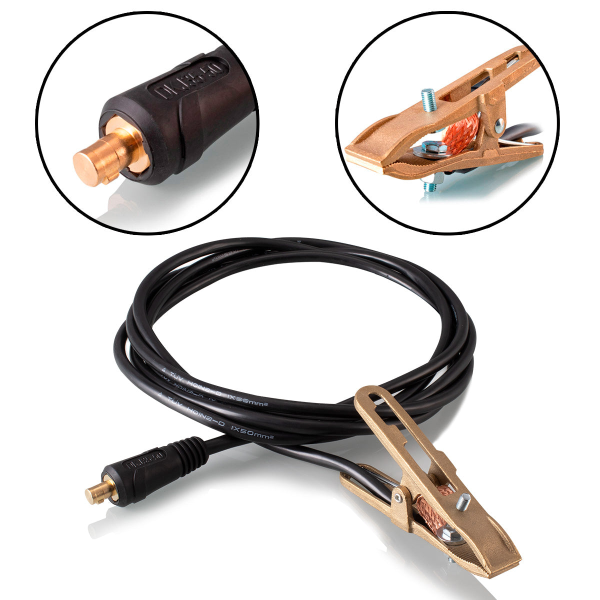 Cable de soldadura STAHLWERK, 500 amperios, 3 metros de longitud, abrazadera de tierra, accesorios para equipos de soldadura