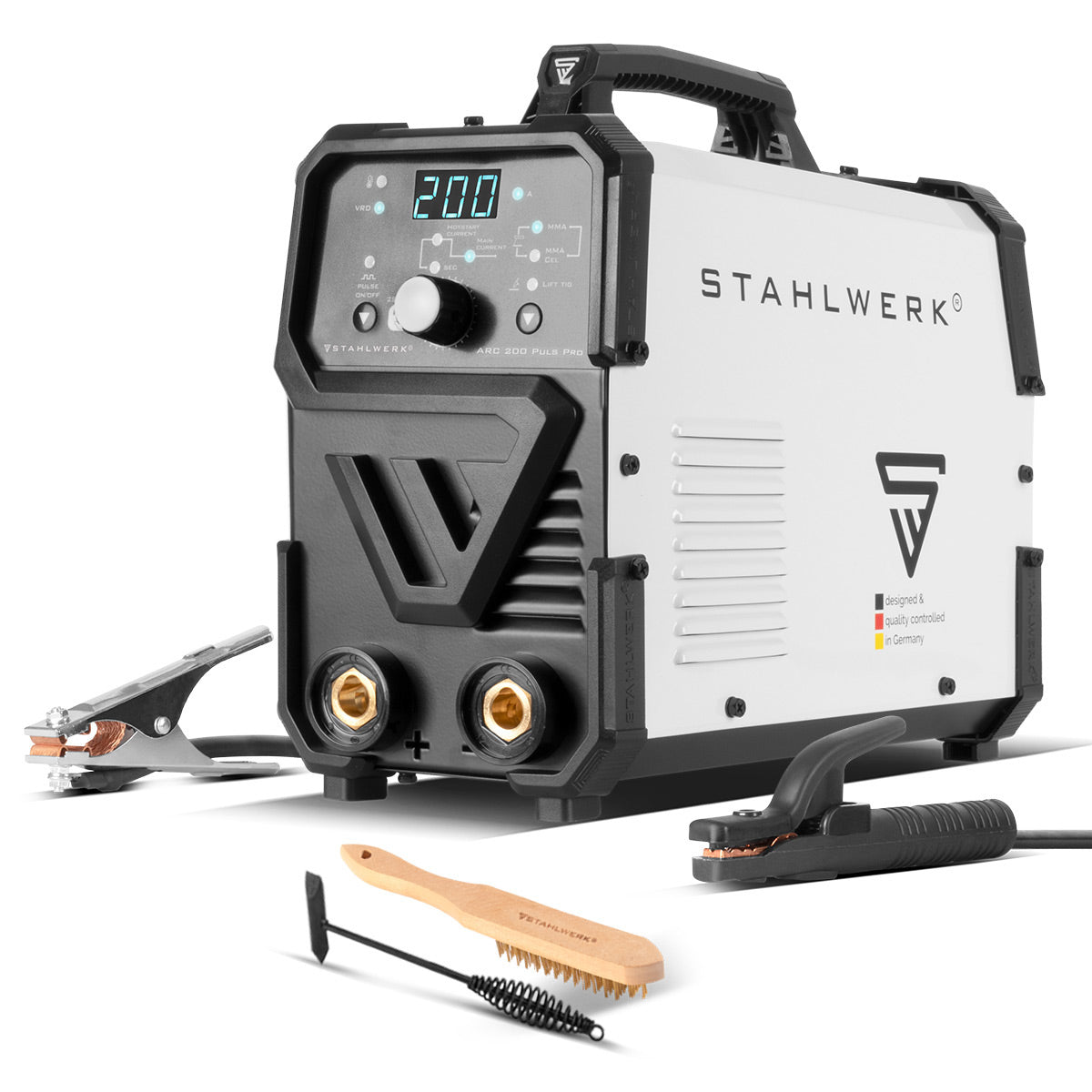Poste de soudage à électrode STAHLWERK ARC 200 Puls Pro, compact MMA | E-main | Onduleur Lift-TIG de 200 ampères, technologie IGBT et fonction impulsion