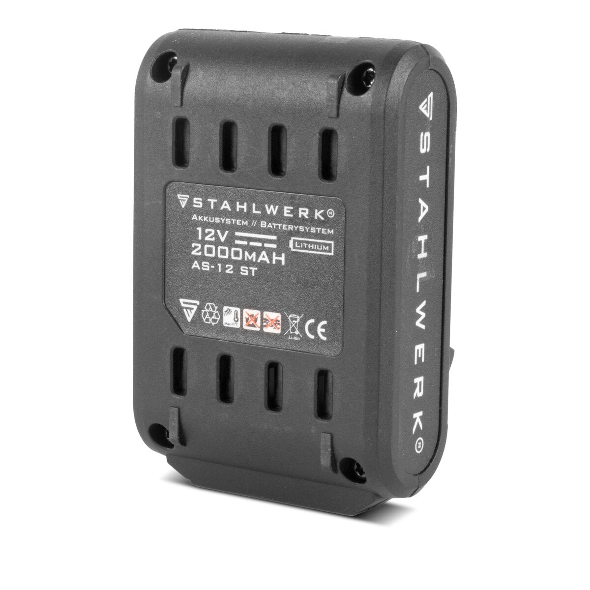 STAHLWERK 12 V Akku 2Ah AS-12 ST Li-Ion Ersatzakku | Werkzeuge | Akkuschrauber | Akkubohrer | Akkuwinkelschleifer | Kapazität 2000 mAh