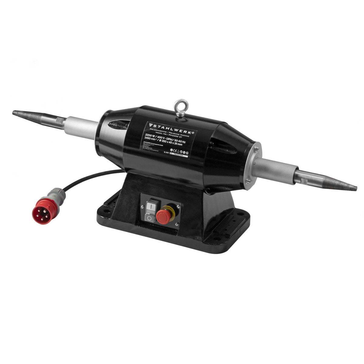 STAHLWERK PM-2200 ST workbench polishing machine in industrial quality with 2,200 watts and 1,450 revolutions per minute for metal components and workpieces