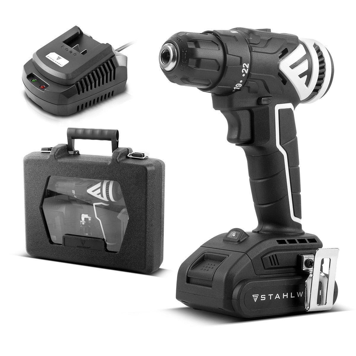 Visseuse sans fil STAHLWERK ABS-18 ST avec 18 volts et technologie sans balais, perceuse/tournevis sans fil | Perceuse sans fil | Perceuse | Ensemble d'outils sans fil comprenant une batterie, un chargeur et une mallette de transport