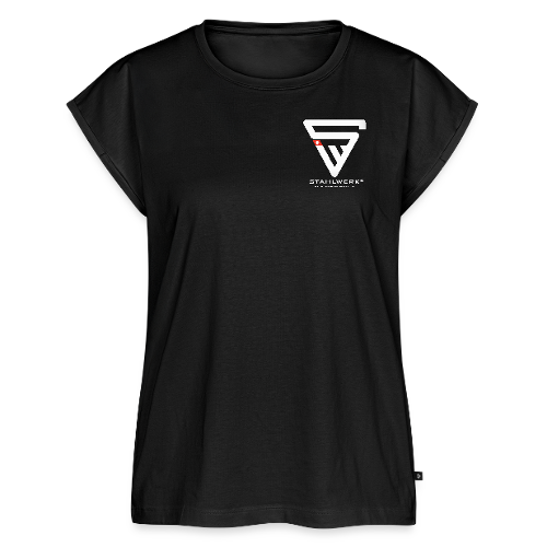 Camiseta orgánica premium para mujer STAHLWERK-SCHWEIZ con logo estampado - 99% algodón / 1% elastano, negro, varias tallas