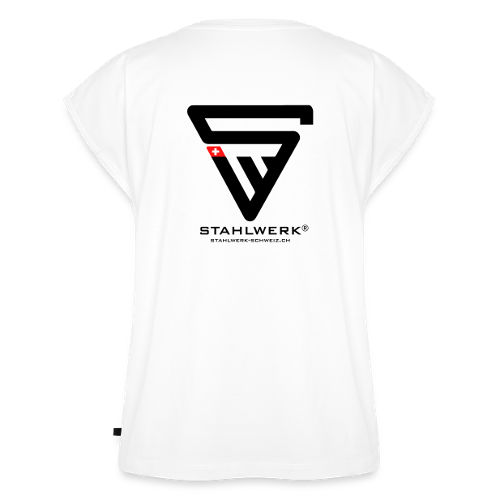 Camiseta orgánica premium para mujer de STAHLWERK-SCHWEIZ con logo estampado - 99% algodón / 1% elastano, blanco, varias tallas
