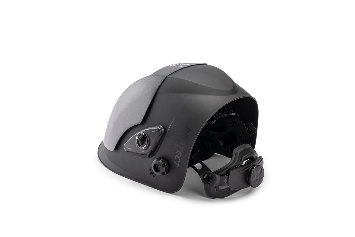 Laser-Schweisshelm MAXIMUS, Laserschutz & ADF, nur 860g, Temp.best. Aluschale bis 600°C, grosser Sichtbereich