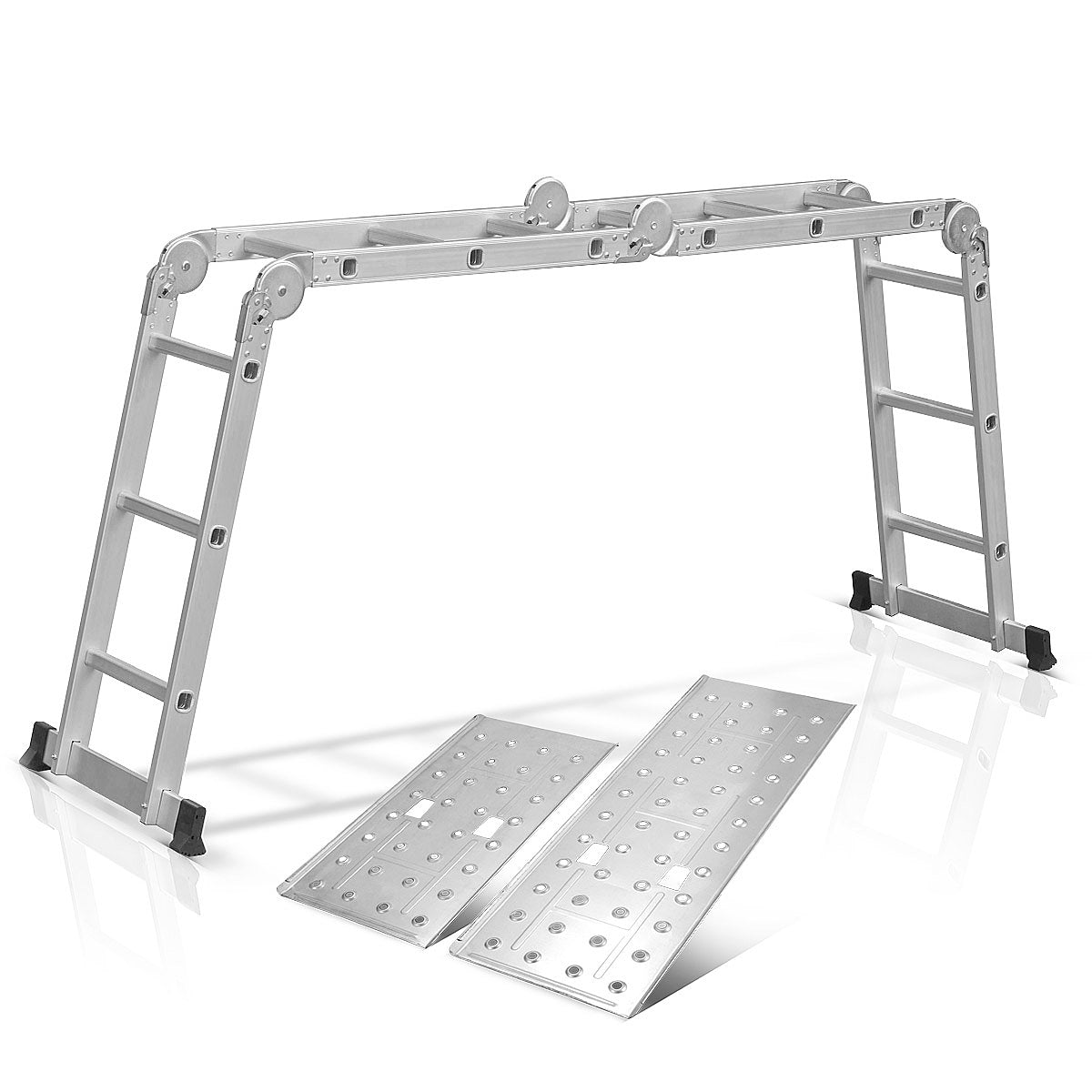 STAHLWERK multi-purpose ladder ML-356 ST 150 kg load capacity, 3 in 1 ladder scaffolding / aluminum folding ladder / work scaffolding / work platform / scaffolding with non-slip rungs including 7 year manufacturer's guarantee
