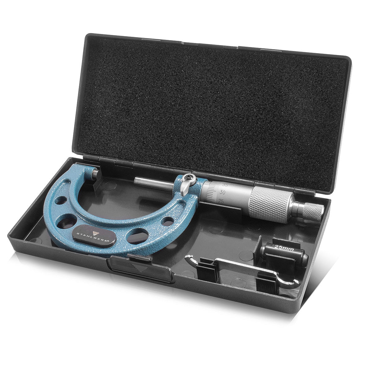 STAHLWERK Bügelmessschraube mit 25-50 mm Messbereich DIN 863 Mikrometer / Messschraube/ Mikrometerschraube