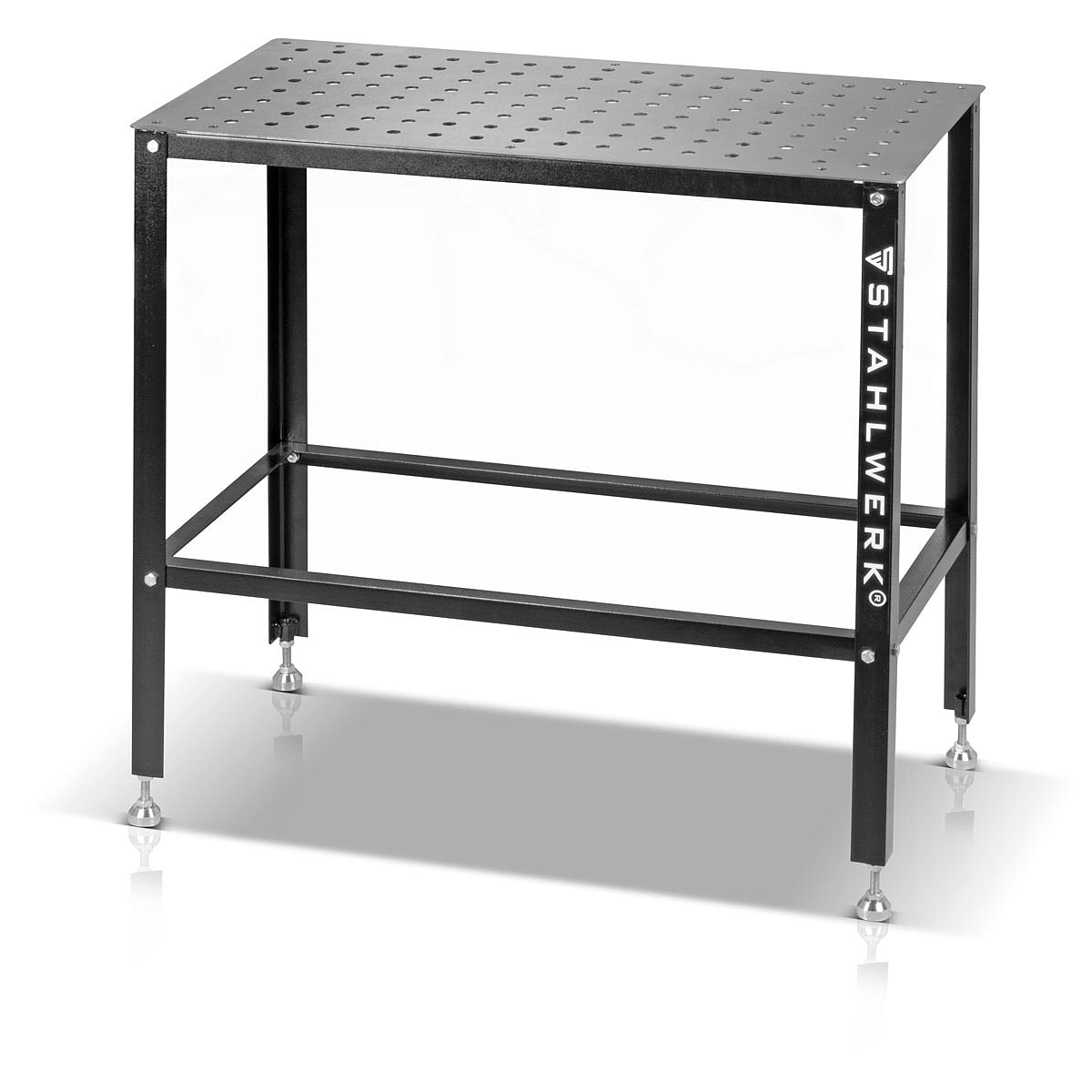 STAHLWERK welding table | Assembly table with 500 kg load capacity and 3 mm worktop 91.5 x 46 x 90 cm in the D16 hole system, DIY kit made of heavy-duty carbon steel with leveling stainless steel feet
