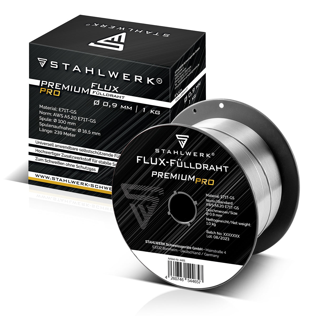 STAHLWERK MIG MAG Premium Schweißdraht - Fülldraht E71T-GS Ø 0,9 mm S100/ D100 Drahtrolle mit 0,9 kg / Flux-Fülldraht