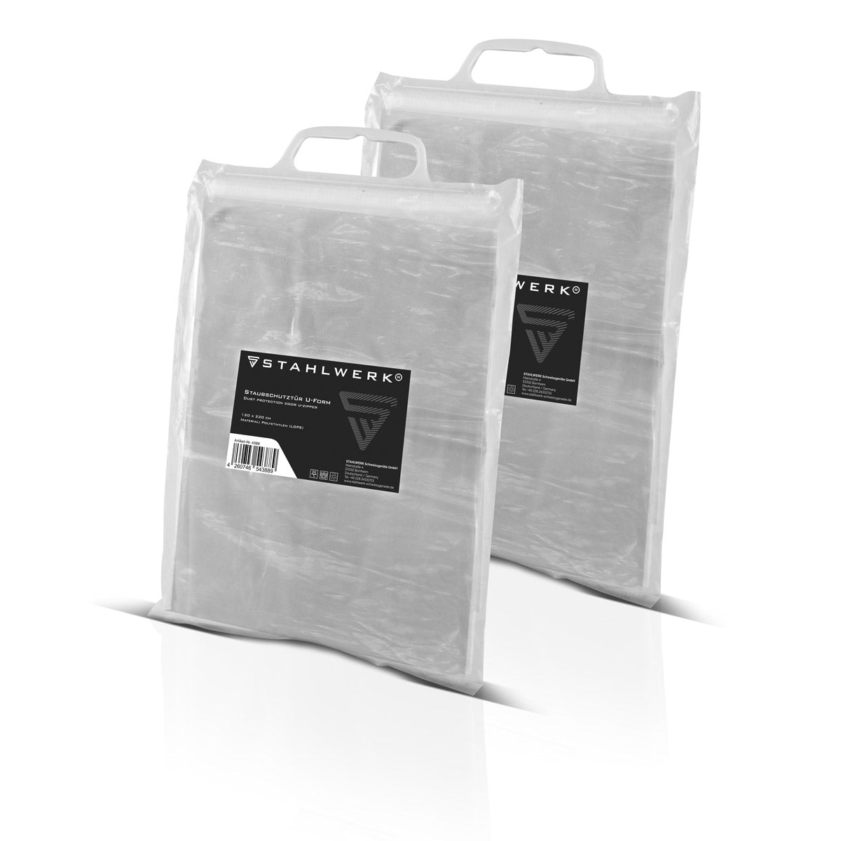 STAHLWERK dust protection door set of 2 U-shaped dust door / dirt trap / dust curtain with integrated zipper