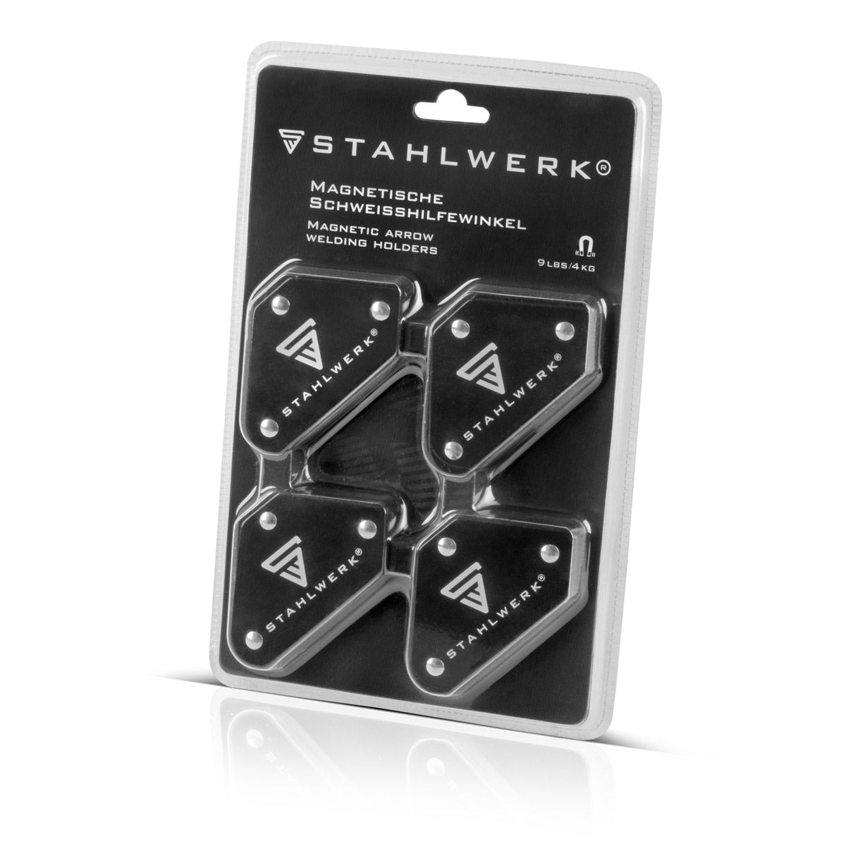 STAHLWERK 4er Set Magnet-Schweißwinkel 4 kg | 9 lbs praktischer Schweißmagnet | Magnetwinkel | Schweißpositionierer mit starker Haftkraft
