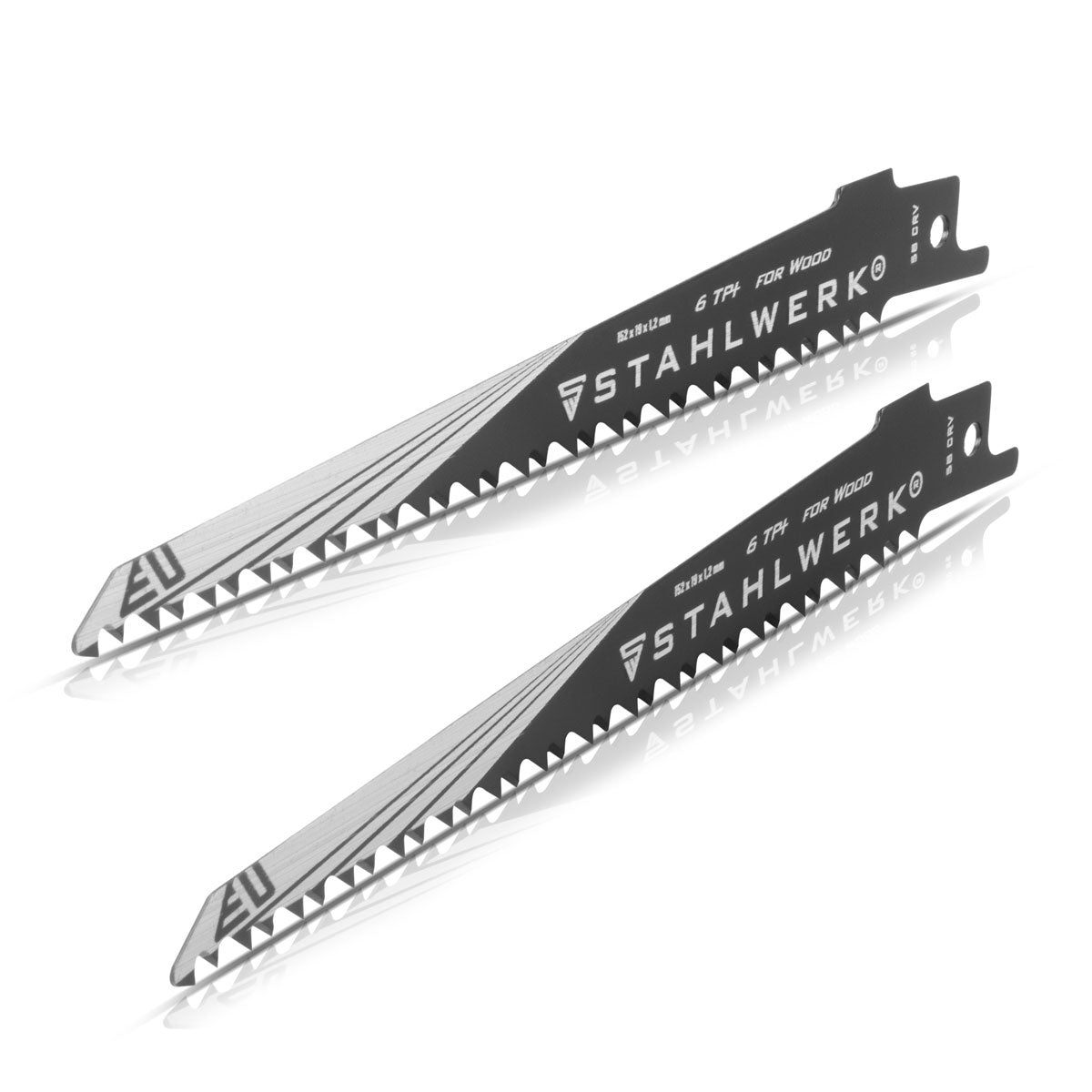 Jeu de 2 lames de scie à bois STAHLWERK 150 x 19 x 1,2 mm lames de scie alternative longue durée | Lames de scie alternative avec support 1/2 pouce et 6 TPI pour scies alternatives | Scies alternatives | Puzzles