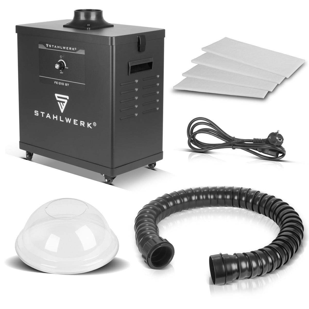 STAHLWERK Rauchabsaugung FE-210 ST mit 3-fach-Filter und 210 W Absauganlage | Rauchabsorber | Rauchabzug | Schweißrauch- und Lötabsaugung zur Filterung und Absaugung von Rauch, Gasen und Dämpfen