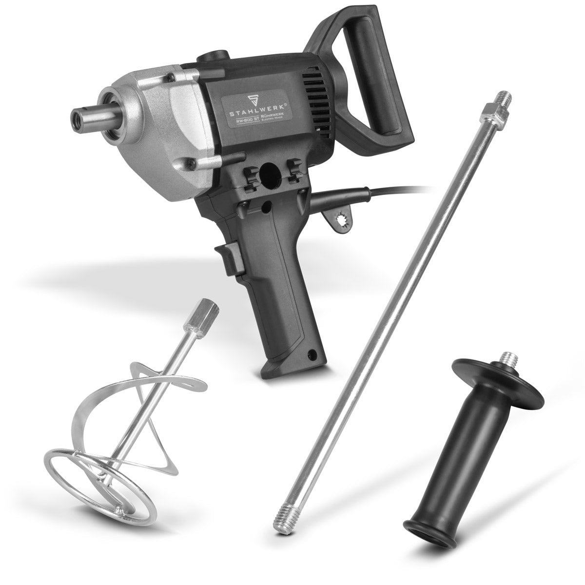 Agitateur STAHLWERK RW-800 ST | 800 W et 500 tr/min | Agitateur à mortier électrique | Conception robuste | Agitateur à béton stable | Agitateur de peinture | Mélangeur de couleurs | Batteur à main | Batteur à main