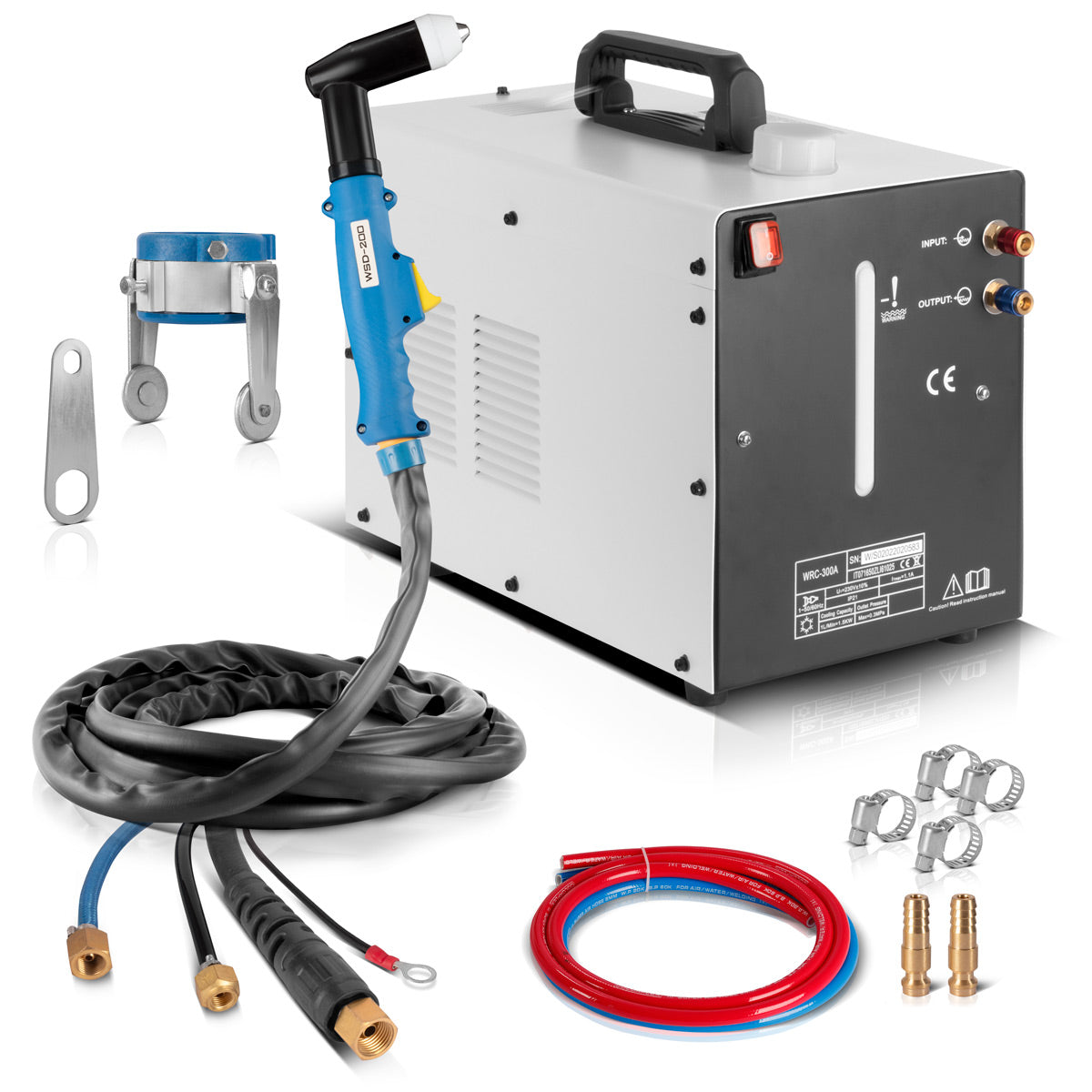 Torche de découpe plasma refroidie à l'eau STAHLWERK WSD-200 jusqu'à 200 A Torche de découpe CUT | Torche à plasma avec paquet de tuyaux de 5 m et entretoise séparée, y compris refroidisseur d'eau de 370 W et réservoir de 6 L