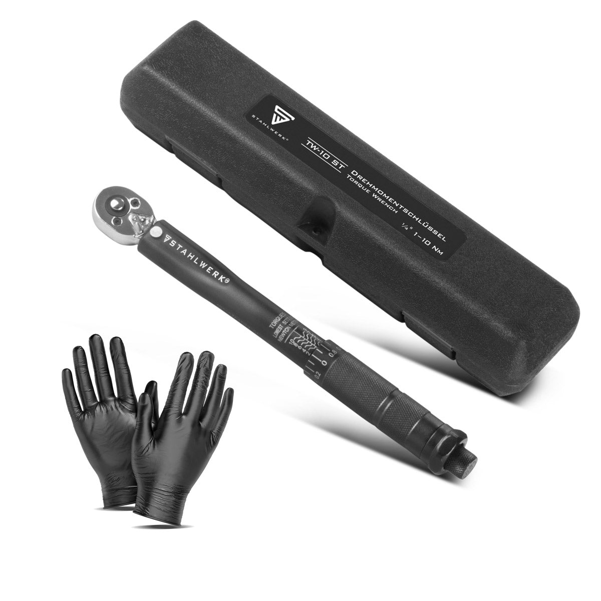 Llave dinamométrica STAHLWERK TW-10 ST 1-10 Nm Carraca reversible de 1/4" pulgadas | llave de carraca | carraca | carraca con escala micrométrica