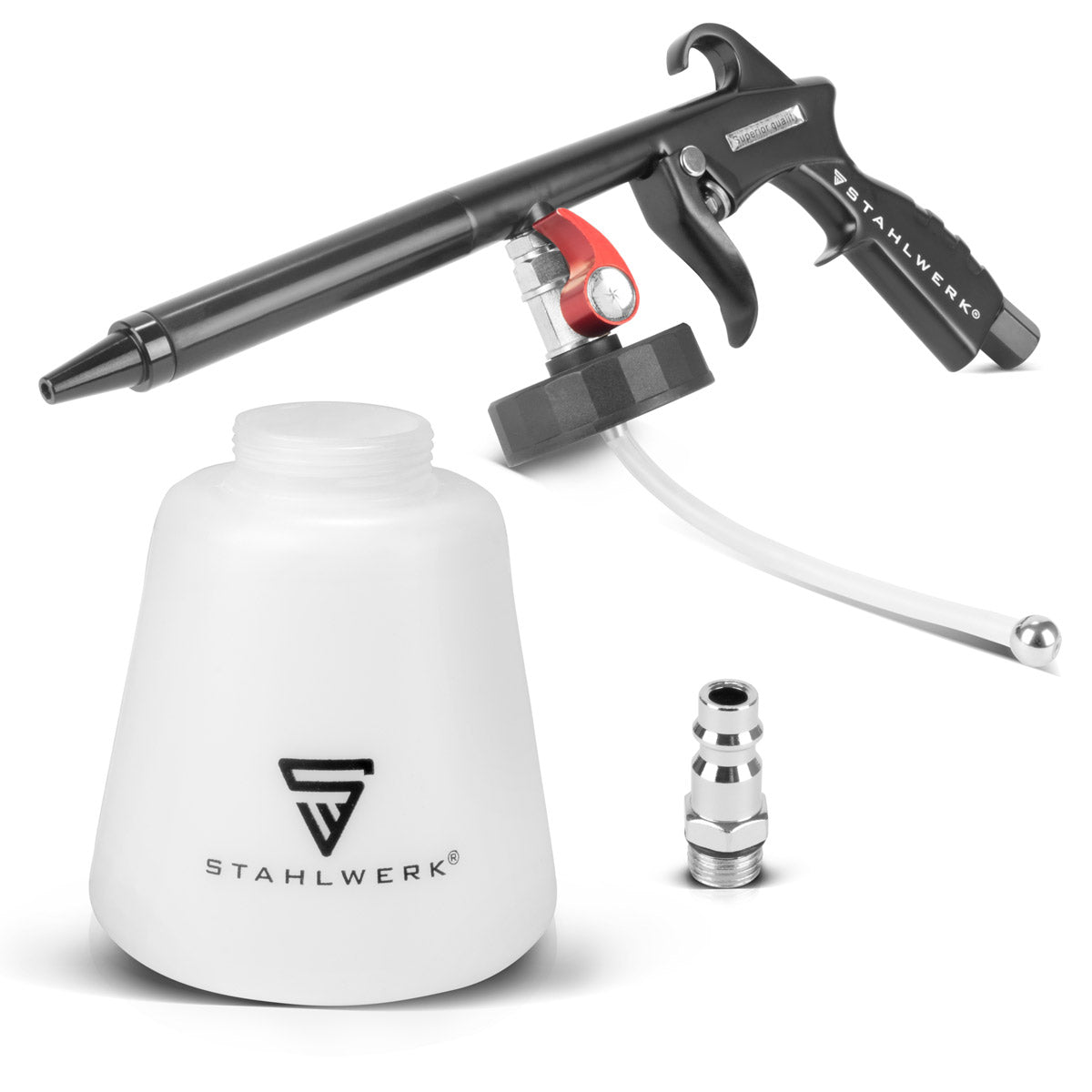 STAHLWERK compressed air cleaning gun RP-93 ST | Professional compressed air cleaner for effective car washing and cleaning various surfaces | Blow gun for vehicle preparation with removable 1 liter container