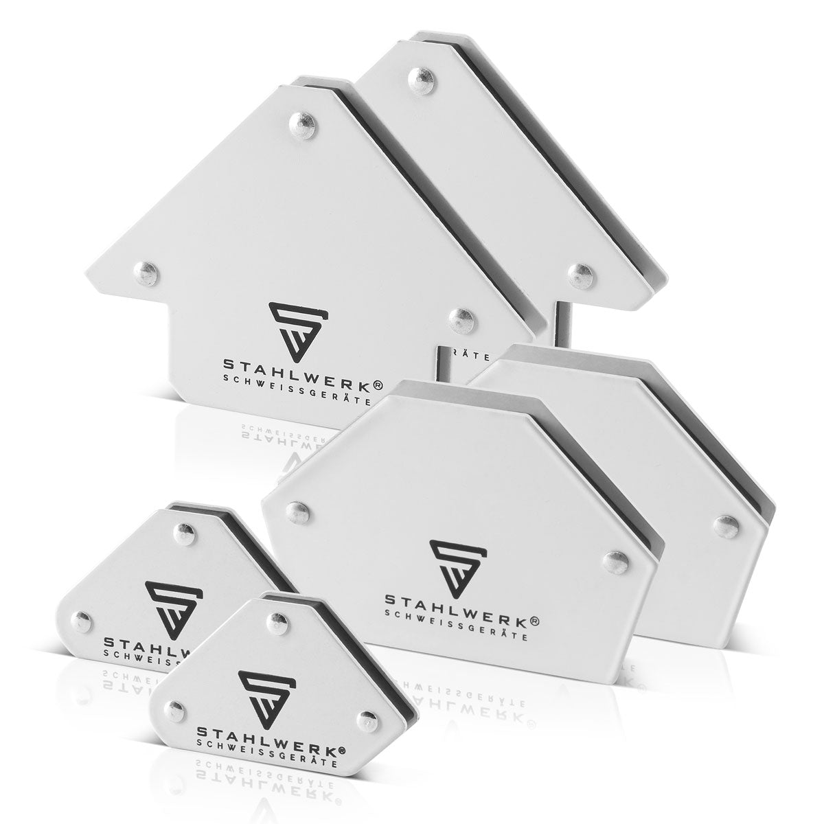 STAHLWERK 6 × Magnet-Schweißwinkel Magnetwinkel Schweißmagnet 30° x 45° x 60° x 75° x 90° x 135°, 2 x 4 kg / 9 lbs + 4 x 11,3 kg / 25 lbs