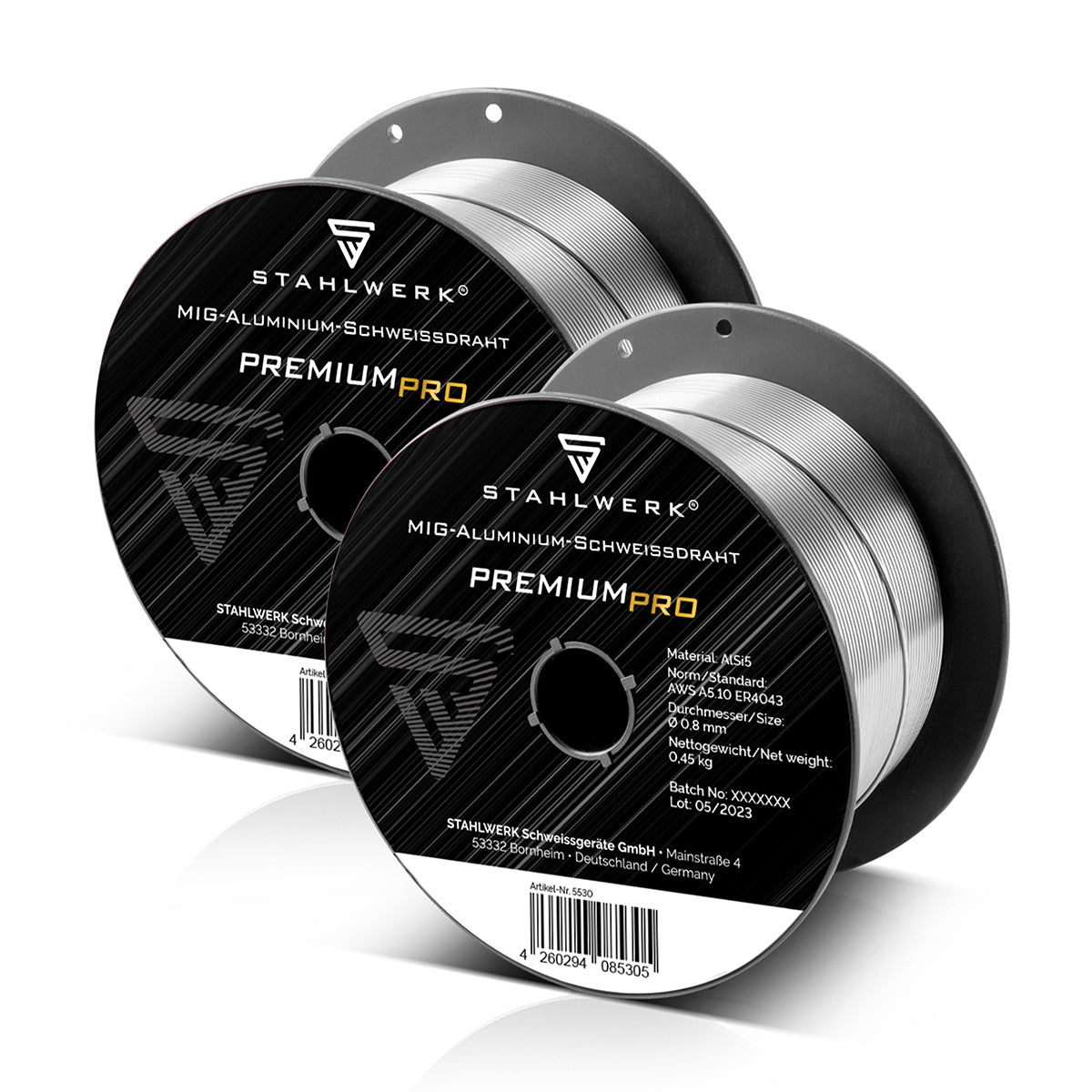 STAHLWERK MIG MAG aluminum welding wire ER4043 Si5 (ALSI-5) Ø 0.8 mm 0.45 kg wire roll in a set of 2