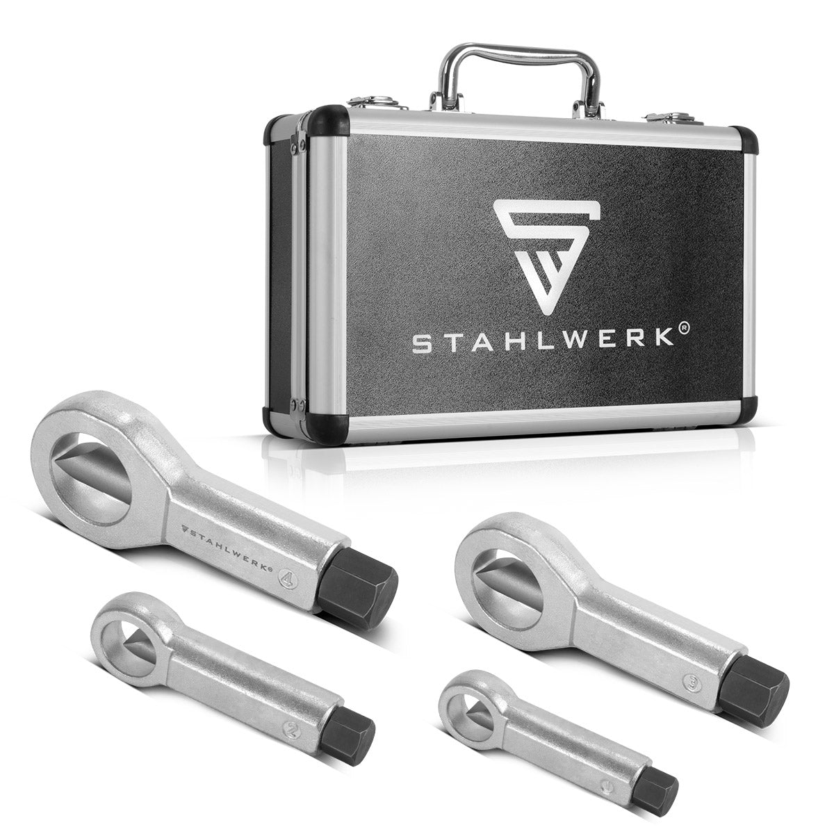 Set spaccadadi STAHLWERK 9-36 mm Set spaccadadi da 4 pezzi | Estrattore di dadi | Apridado | Spaccadadi | Strumento per allentare i dadi bloccati