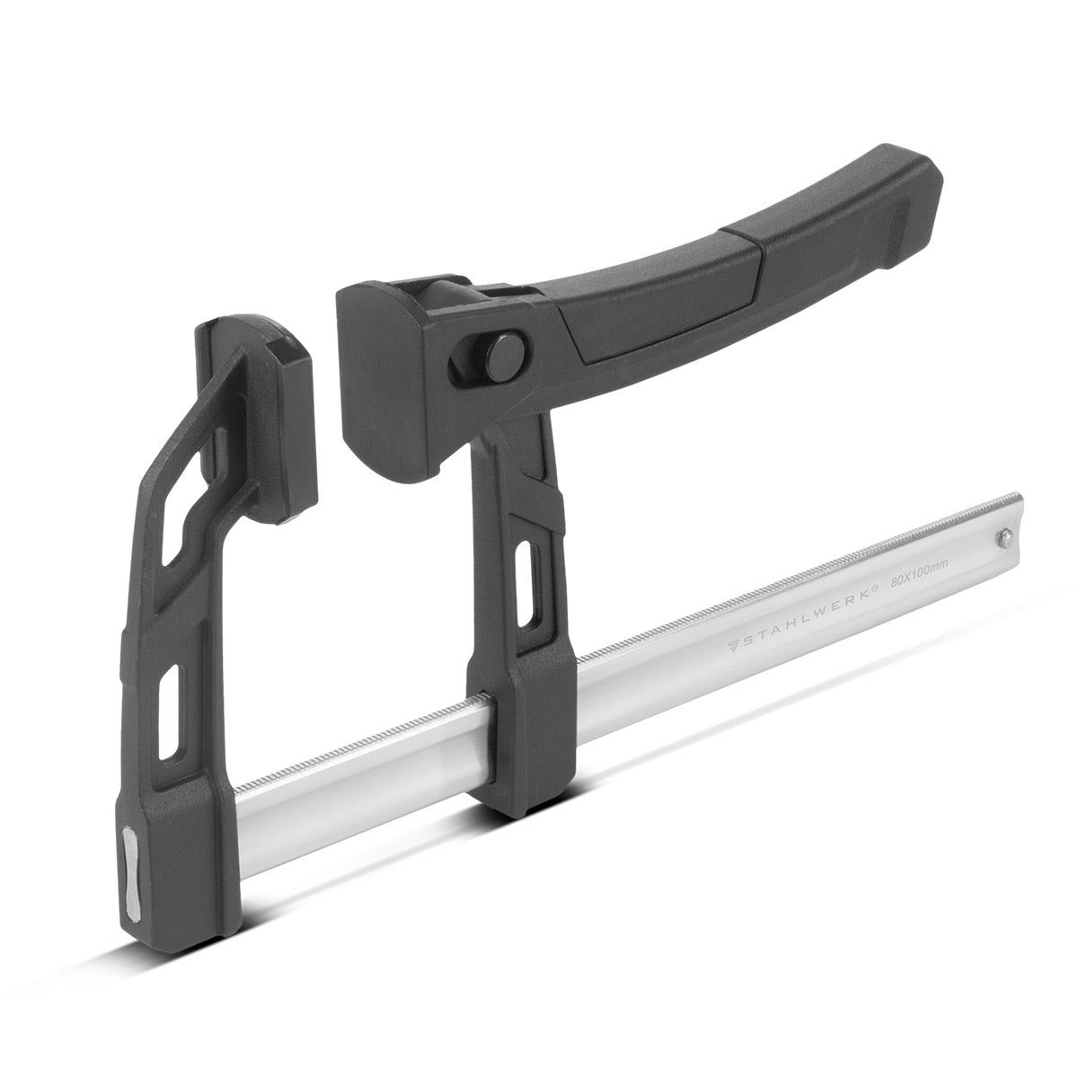STAHLWERK lever clamp 80x100 mm | powerful clamp with 100 kg pressure force | Toggle clamp for precise fixing of workpieces | stable clamp with a clamping width of 100 mm, clamping depth of 80 mm