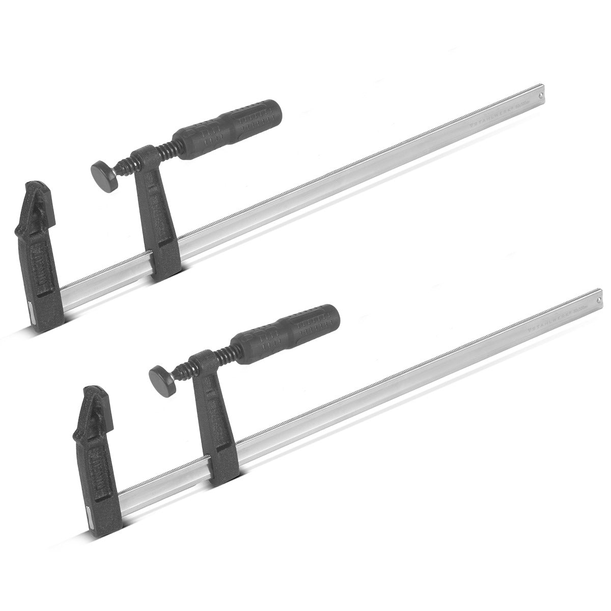 Collier de serrage à vis STAHLWERK 80x500 mm jeu de 2 | pince puissante en acier et plastique | Pince F pour la fixation de pièces | pince stable avec une largeur de serrage de 500 mm, profondeur de serrage de 80 mm