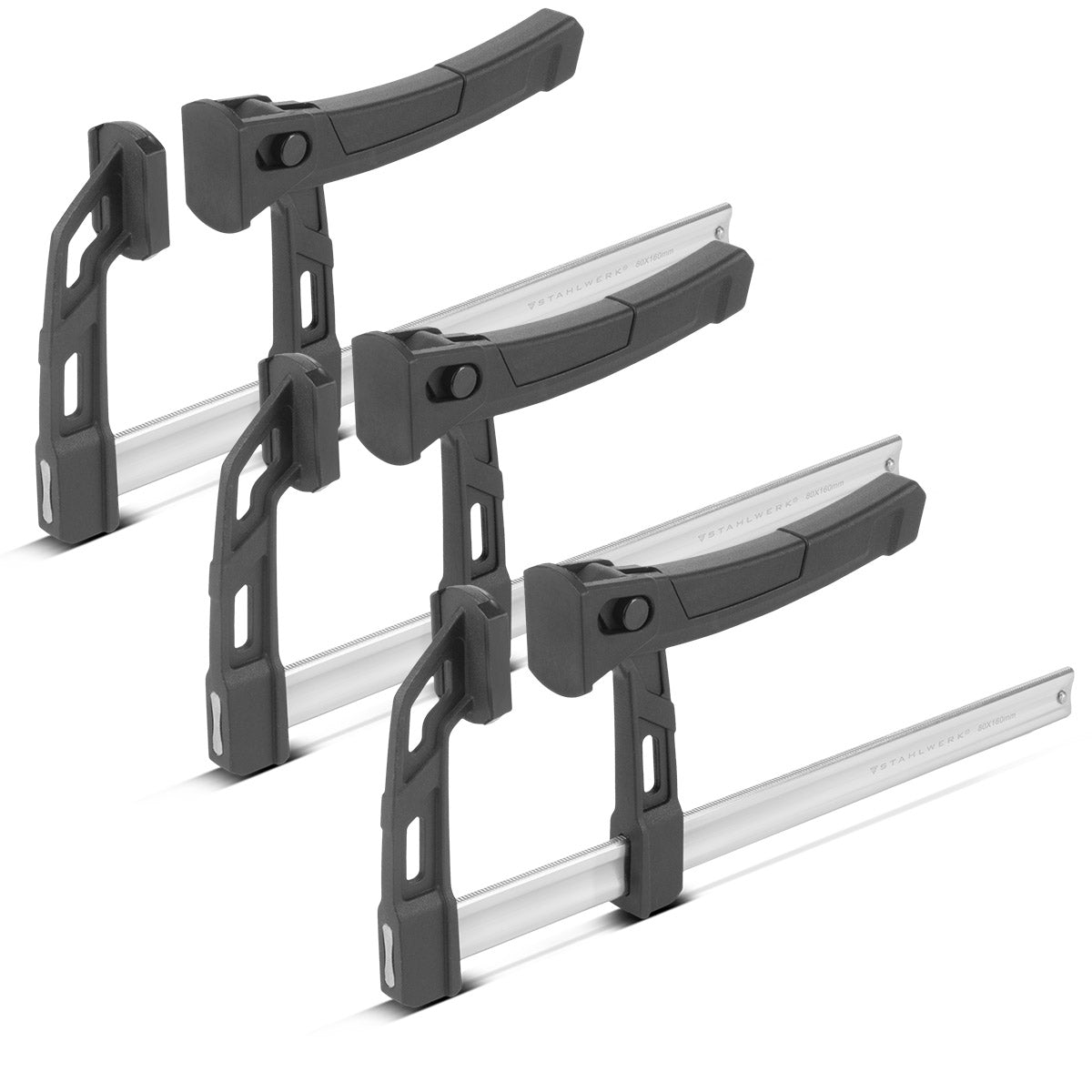 STAHLWERK 3 x pince à levier 80x160 mm | pince puissante avec une force de pression de 100 kg |