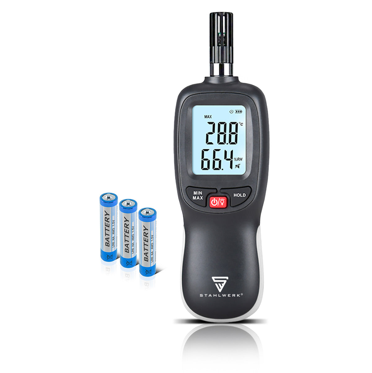 Dispositivo de medición de temperatura y humedad STAHLWERK | Dispositivo de medición digital preciso para la determinación profesional del clima interior | Ideal para controlar la temperatura y la humedad.
