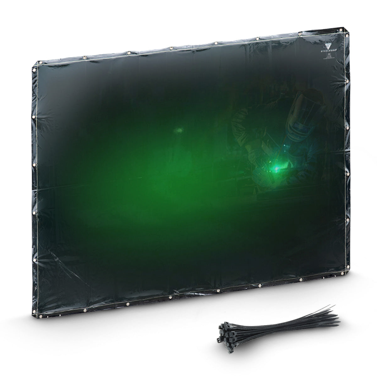 STAHLWERK welding protection curtain 240 x 180 cm | Welding curtain made of UV-resistant vinyl plastic | Extra dark | DIN EN ISO 25980 | Effective protection for welding, cutting and grinding work