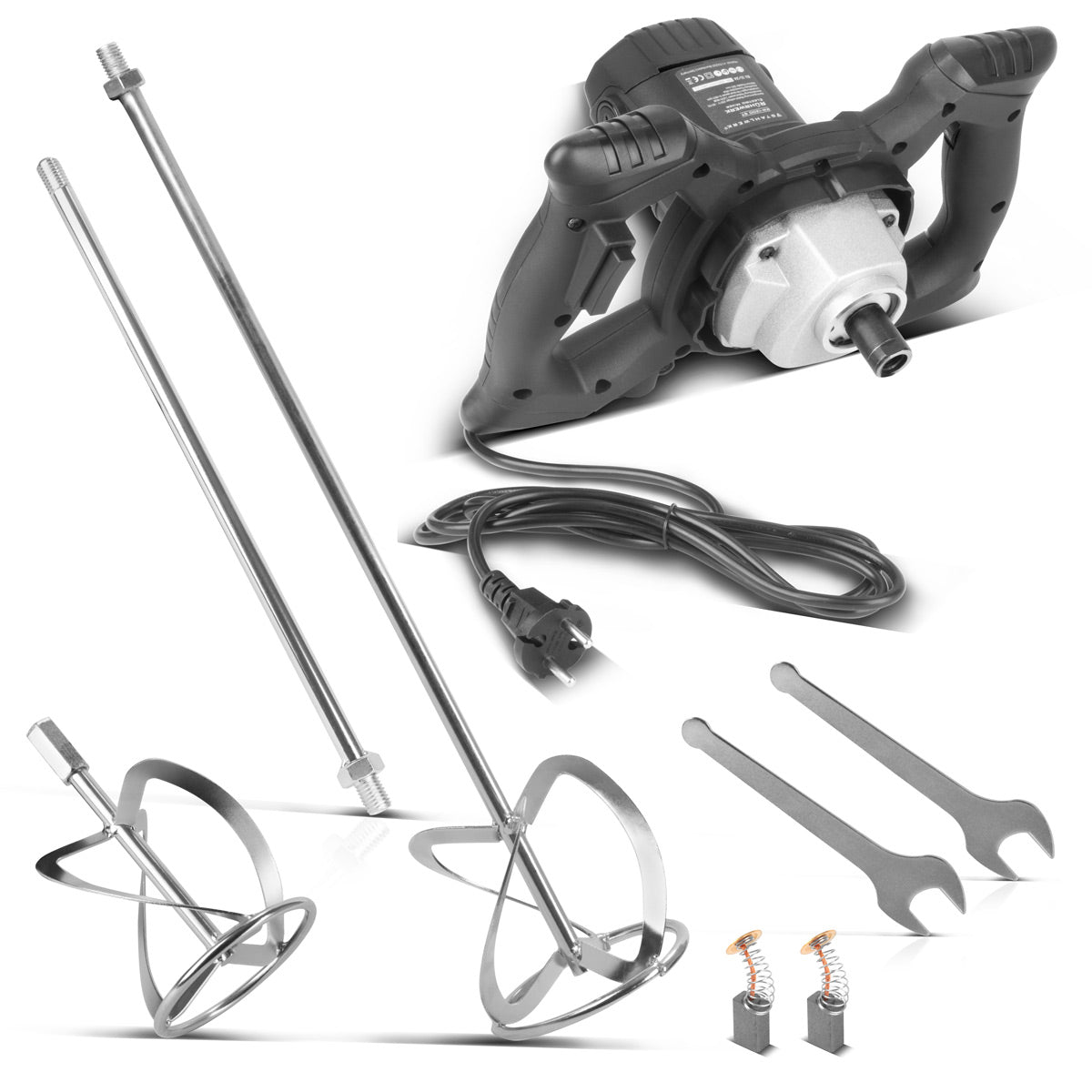 STAHLWERK agitator RW-1200 ST | 1,200 W and 850 rpm | Electric mortar stirrer with additional whisk 120 x 600 mm | Speed ​​control and safety switch | Concrete mixer | Paint stirrer | color mixer