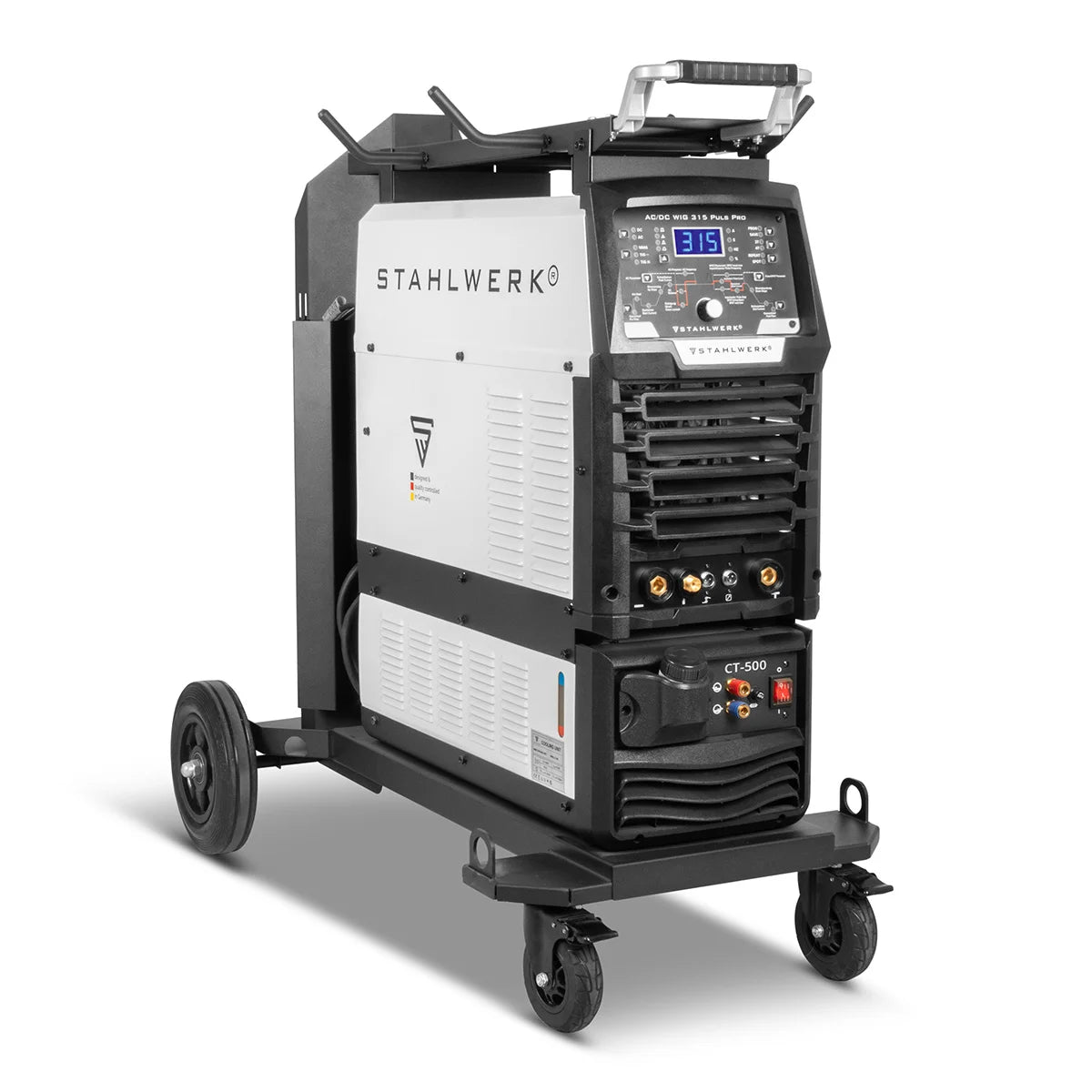 STAHLWERK Schweißgerät AC/DC WIG 315 Puls Pro Vollausstattung – wassergekühltes 315 A Industrieschweißgerät mit 1,6 kW Wasserkühlung, AC/DC Puls, MMA/E-Hand, Spot, HF- und Lift-TIG-Zündung, digitales Display, 400 V