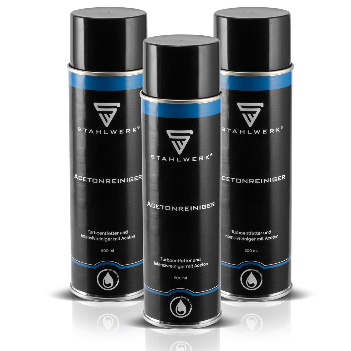 STAHLWERK set da 3 detergenti all'acetone e turbo sgrassatore per pulire e sgrassare freni e parti meccaniche, adatto per industria, officina e fai da te