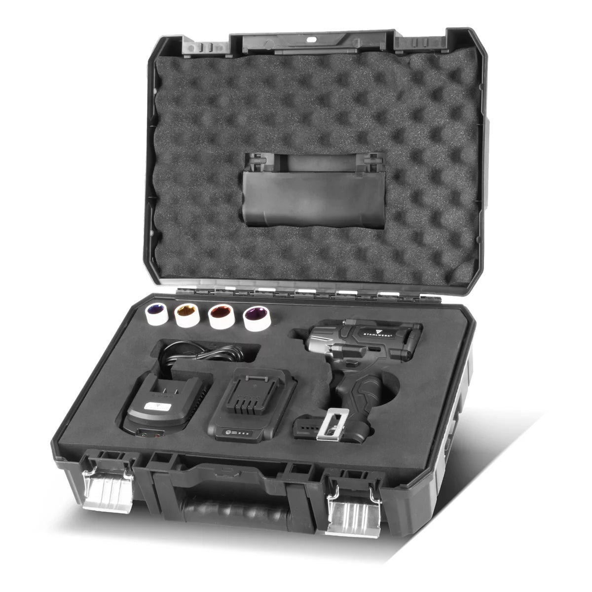 STAHLWERK Akku-Drehschlagschrauber ADS-880 ST | 20 Volt-System | Brushless-Technologie | Akku-Schlagschrauber mit 880 Nm | ½“ Zoll Aufnahme | Inklusive 4 Schonnüsse 17-22 mm | Akku und Ladegerät