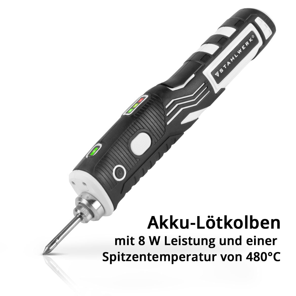 STAHLWERK cordless soldering iron BLK-8 ST USB soldering device | Soldering station | Soldering gun with 8 watts of power and 480°C peak temperature for soldering and desoldering