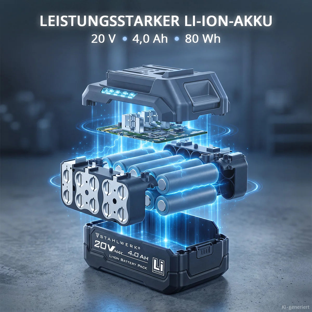 STAHLWERK cordless impact drill KALLE | Cordless screwdriver | Cordless drill | Drill driver | 20 volt system | 65 Nm torque | 2-speed gearbox | 13 mm keyless chuck | Brushless