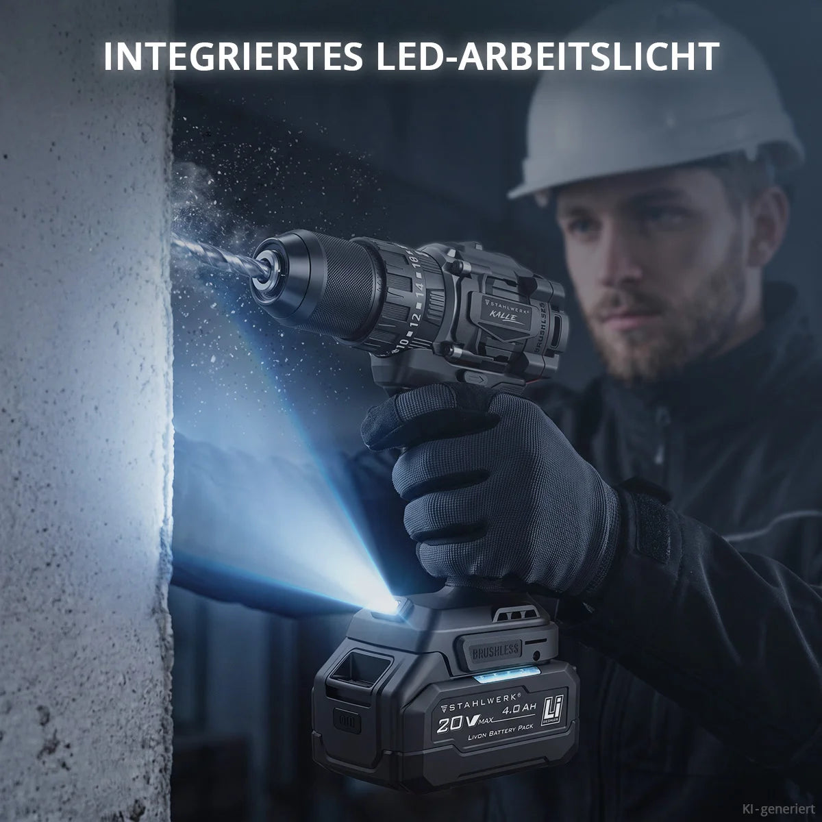 STAHLWERK cordless impact drill KALLE | Cordless screwdriver | Cordless drill | Drill driver | 20 volt system | 65 Nm torque | 2-speed gearbox | 13 mm keyless chuck | Brushless