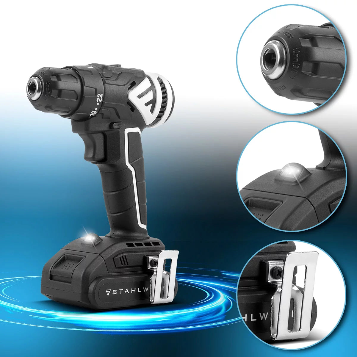 Visseuse sans fil STAHLWERK ABS-18 ST avec 18 volts et technologie sans balais, perceuse/tournevis sans fil | Perceuse sans fil | Perceuse | Ensemble d'outils sans fil comprenant une batterie, un chargeur et une mallette de transport