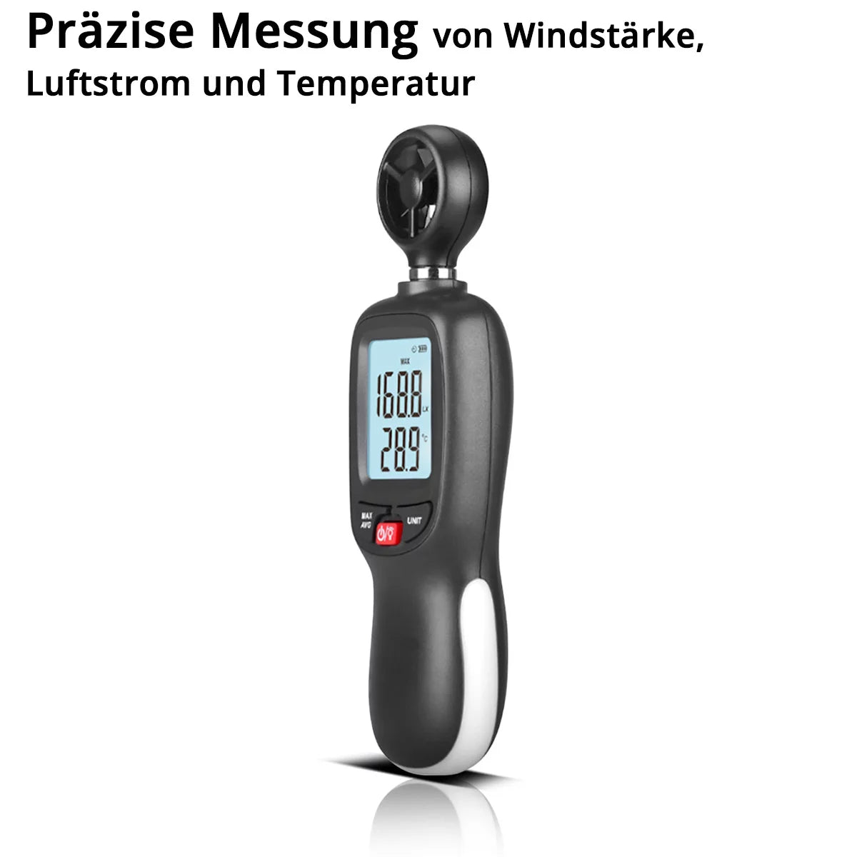 STAHLWERK Anemometer | Compact air speed meter 30 m/s | Wind measuring device | Airflow meter | Precise measurement of wind speed data | Digital air temperature gauge with LCD display