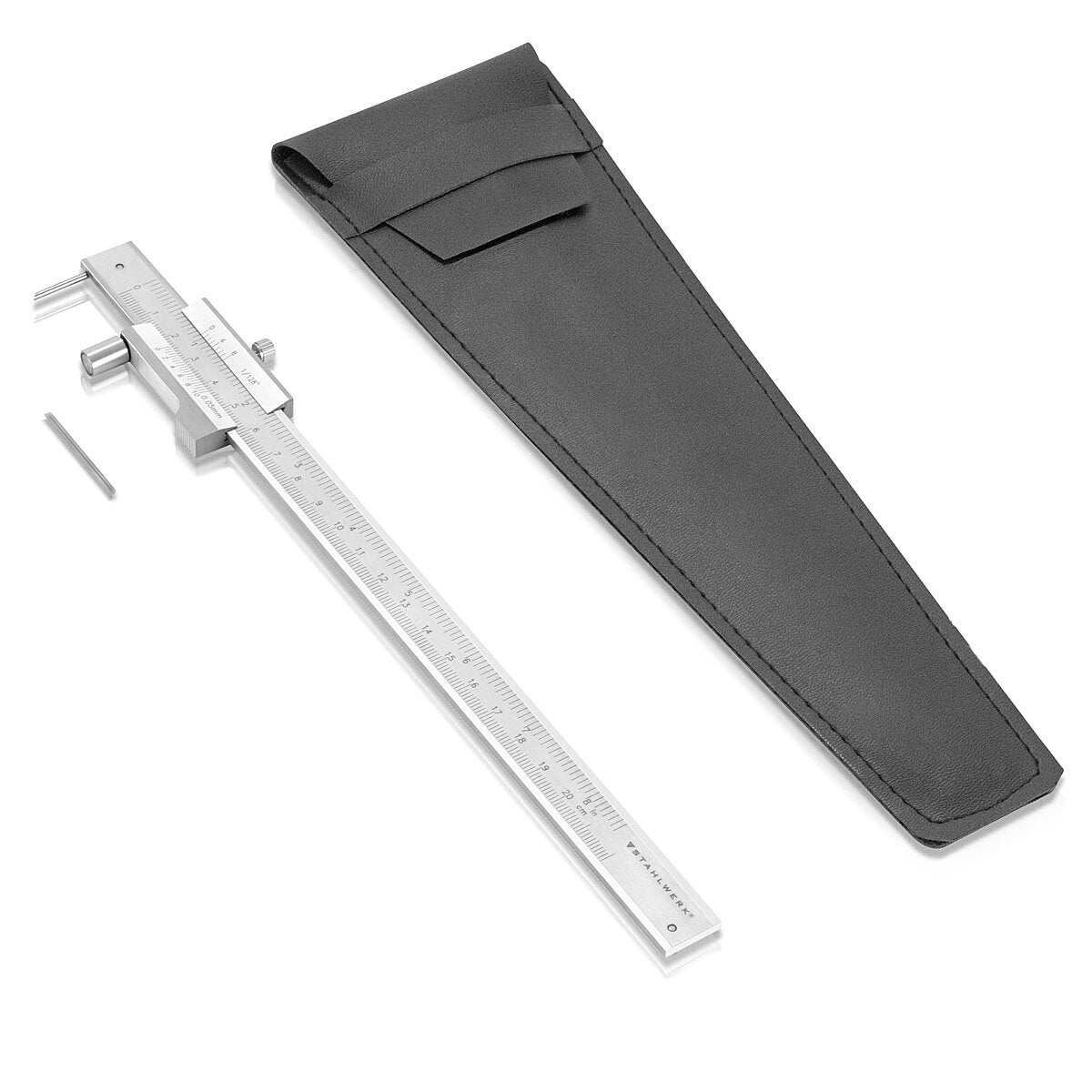 STAHLWERK marking caliper | Measuring gauge | Caliper 0-200 mm | 8 inch with vernier and stop roller according to DIN 862 for precision measurements