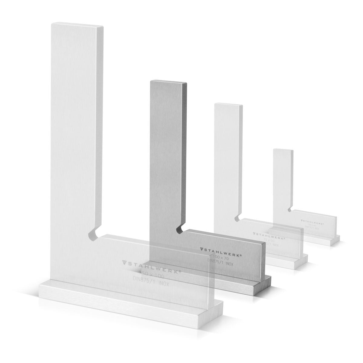 STAHLWERK stop square 90° 100 x 70 mm DIN 875/1 locksmith square / angle stop / precision square made of stainless steel