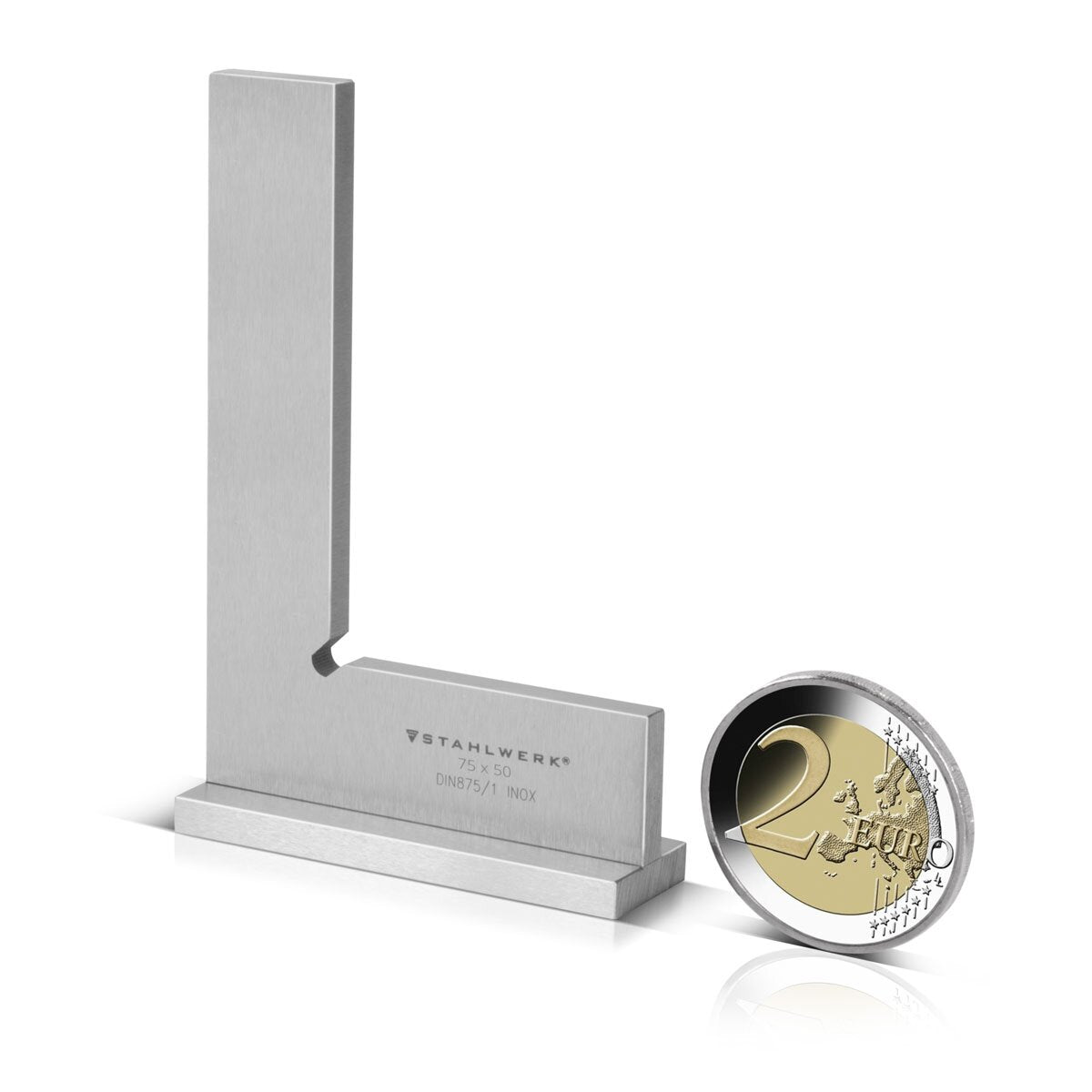 STAHLWERK stop square 90° 75 x 50 mm DIN 875/1 locksmith square / angle stop / precision square made of stainless steel