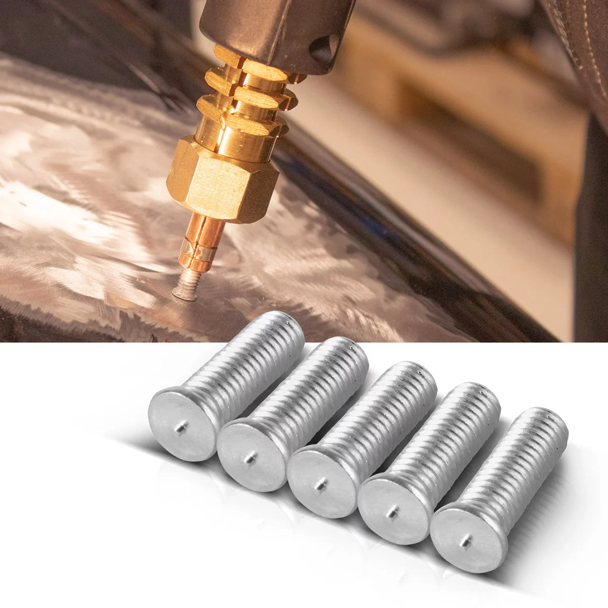STAHLWERK Lot de 200 boulons à souder en aluminium avec filetage M5, accessoires de réparation intelligents pour détecteur de bosses, débosseleur, soudeur par points, outil de débosselage pour la réparation professionnelle des carrosseries de véhicules.