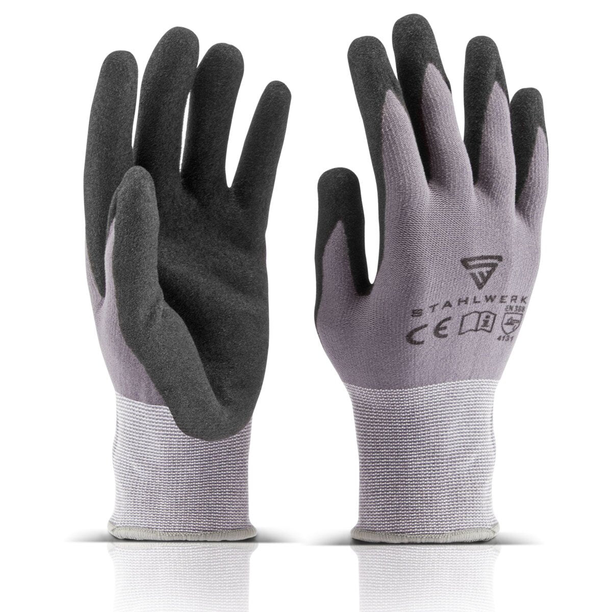 STAHLWERK work and assembly gloves size XL pack of 5 / protective clothing / robust and hard-wearing made of nitrile rubber