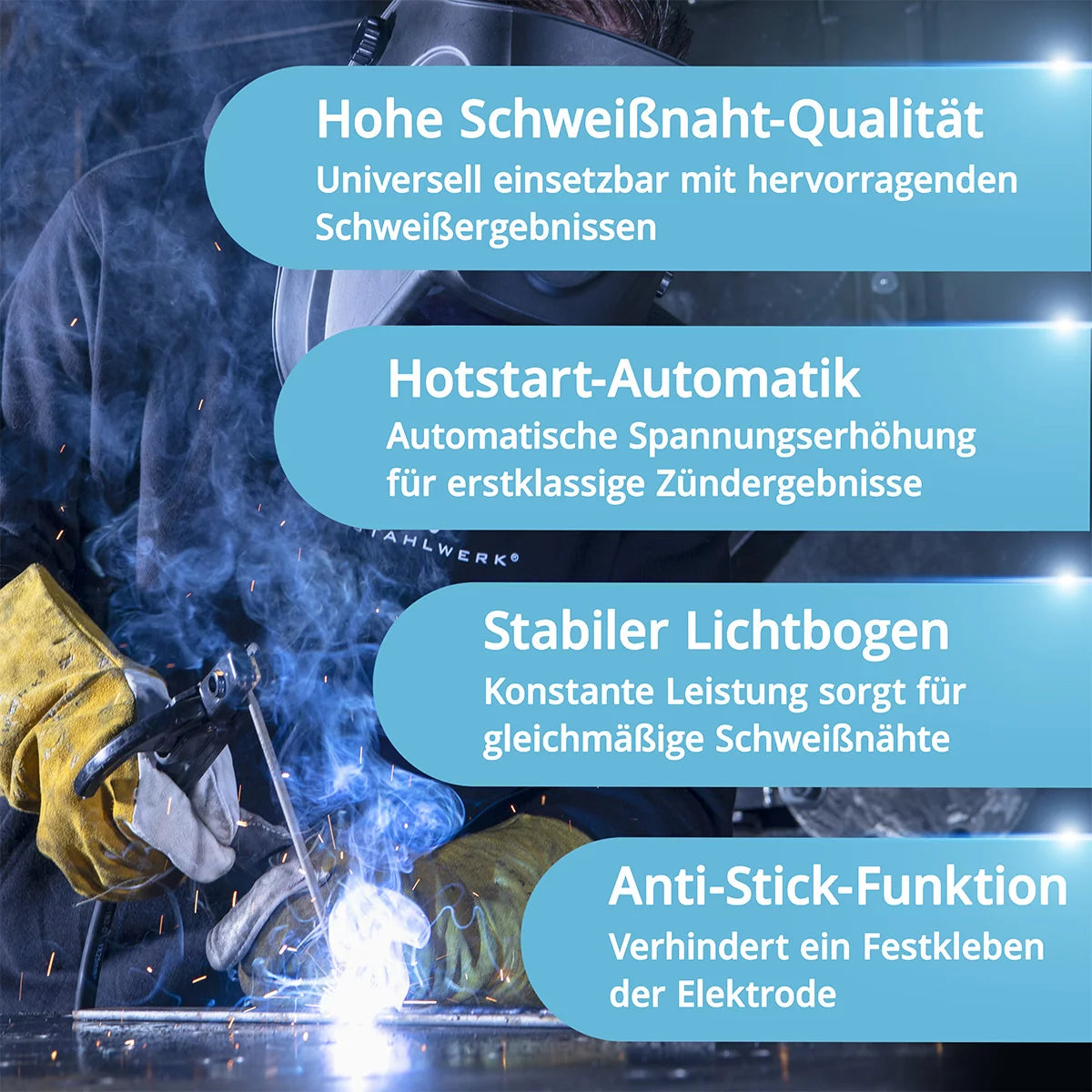 STAHLWERK ARC 200 Synergic Pro fully equipped electrode welding machine, fully synergic MMA | E-hand | Lift-TIG inverter with 200 amps and IGBT technology