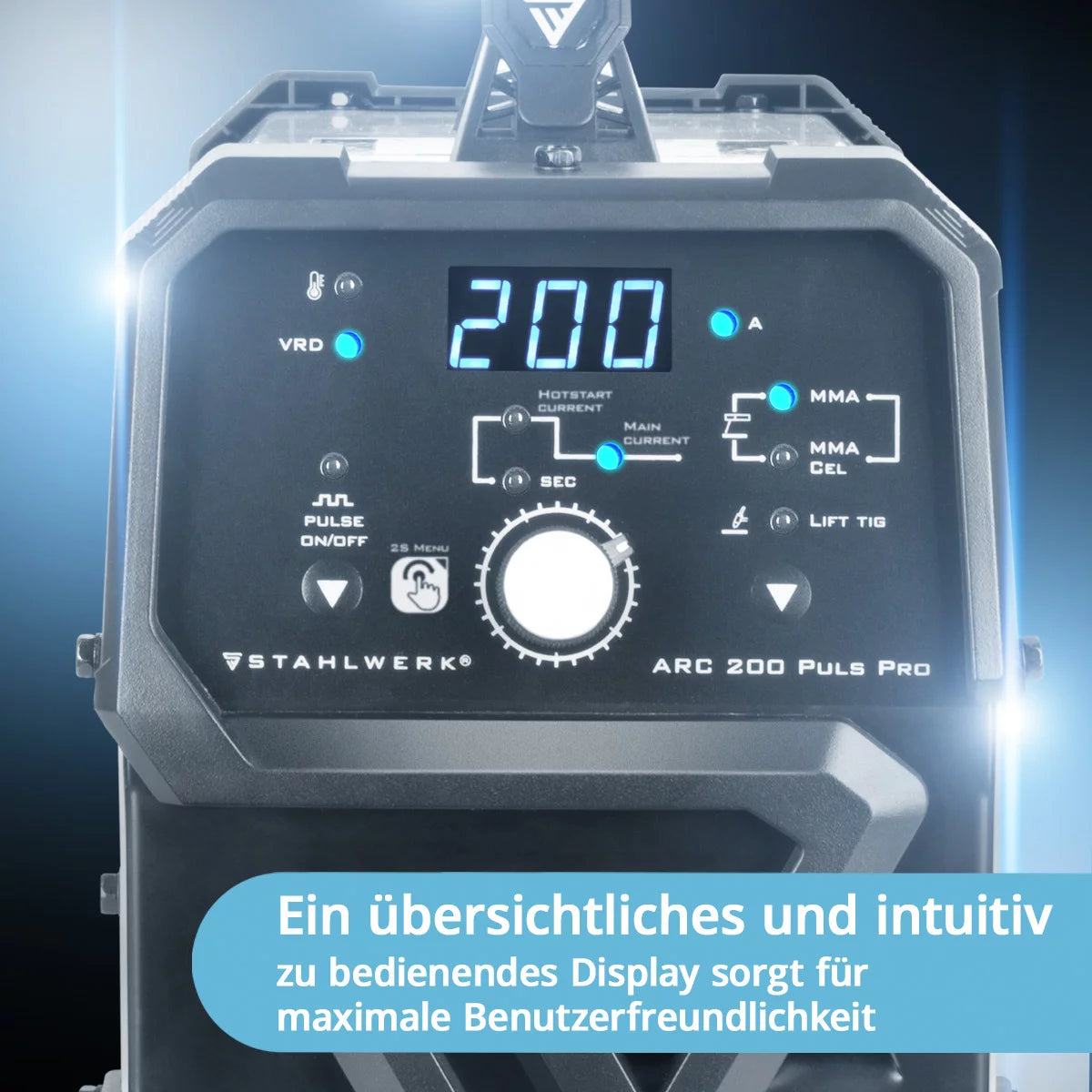 Poste de soudage à électrode STAHLWERK ARC 200 Puls Pro, compact MMA | E-main | Onduleur Lift-TIG de 200 ampères, technologie IGBT et fonction impulsion