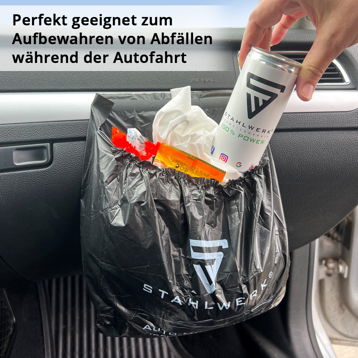 Sacchetti per rifiuti per auto STAHLWERK 30 pezzi Sacchetti per rifiuti extra resistenti 23 x 30 cm | Sacchi della spazzatura | Sacchi della spazzatura | Sacchi per la spazzatura in plastica HDPE resistente agli strappi