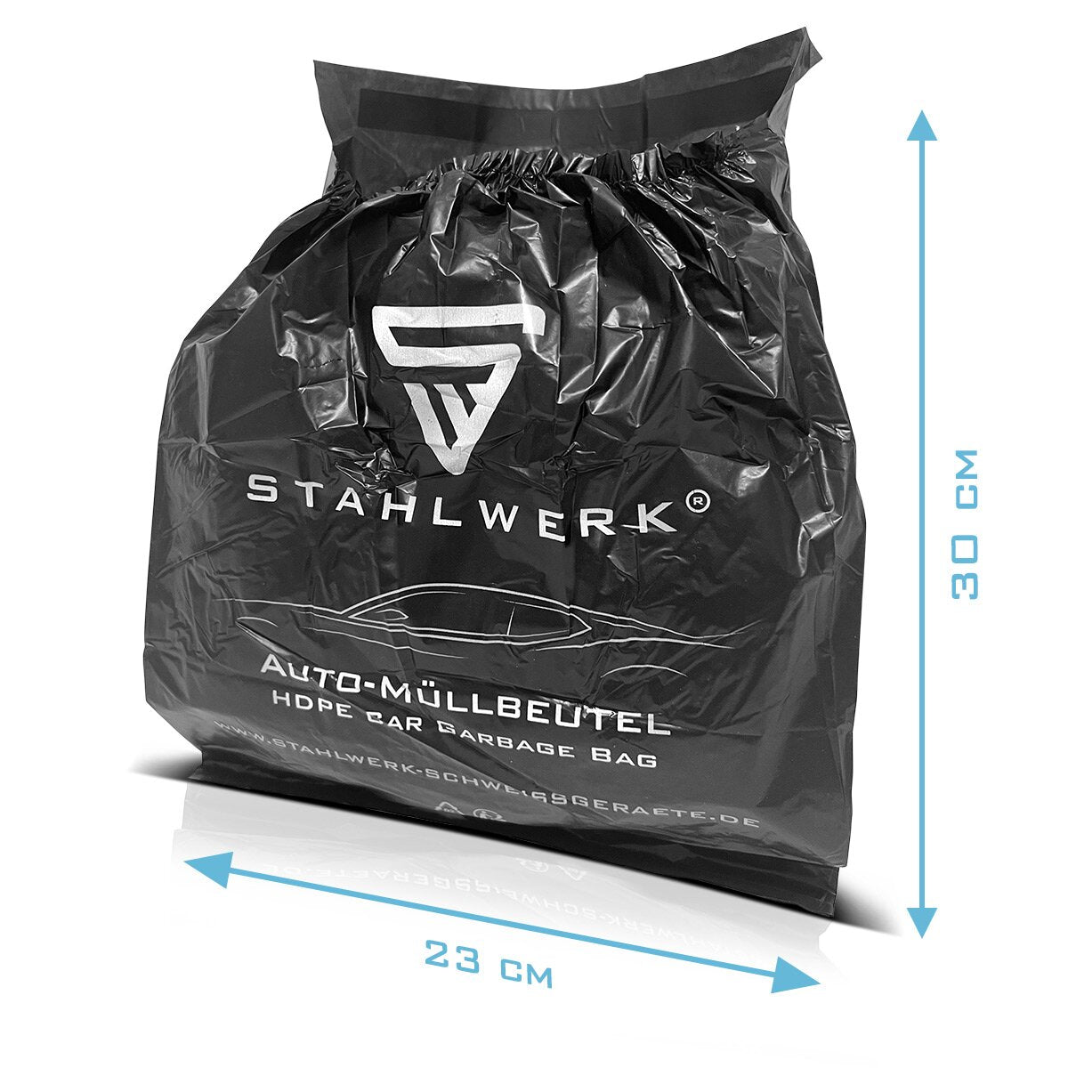 Sacchetti per rifiuti per auto STAHLWERK 30 pezzi Sacchetti per rifiuti extra resistenti 23 x 30 cm | Sacchi della spazzatura | Sacchi della spazzatura | Sacchi per la spazzatura in plastica HDPE resistente agli strappi