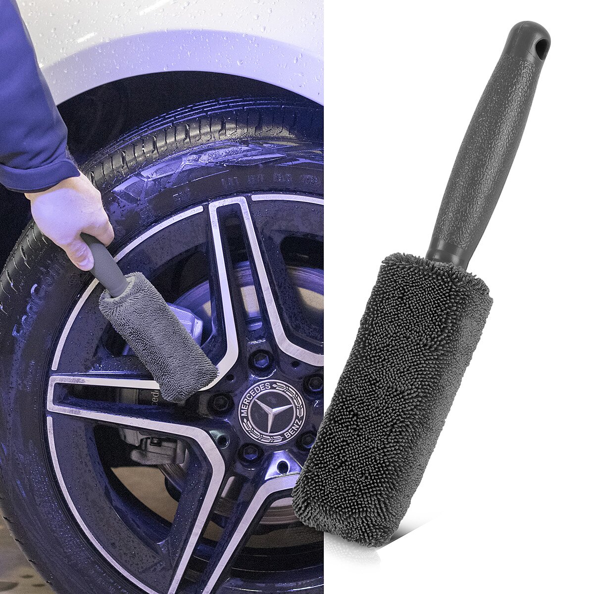 STAHLWERK Autoreinigungs-Set 9-teiliges Autopflege-Set | Aufbereitungs-Set | Autowasch-Set | Detailing-Set mit Mikrofaser-Tüchern, Felgenbürste, Waschhandschuh, Schwamm und Applikator-Pads
